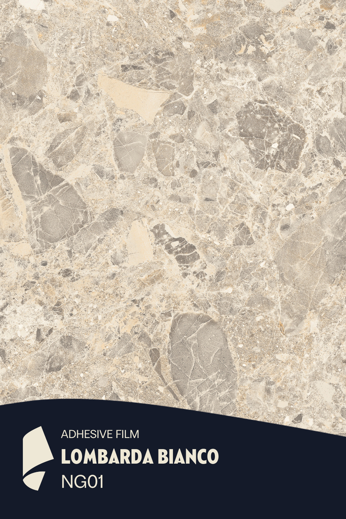 [NG01/ML] Film Adhésif Terrazzo Lombarda Bianco CoverStyl NG01/LV (Au mètre linaire soit 1,22m² par ml)