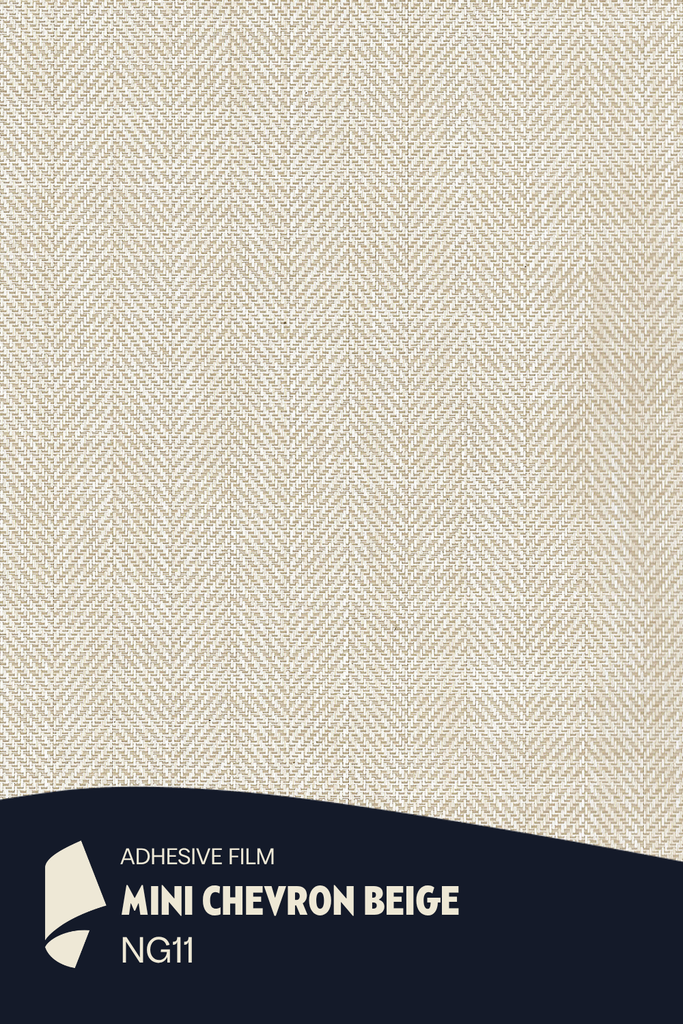 [NG11/ML] Film Adhésif Textile Naturel Mini Chevron Beige CoverStyl NG11/PL/LV (Au mètre linaire soit 1,22m² par ml)