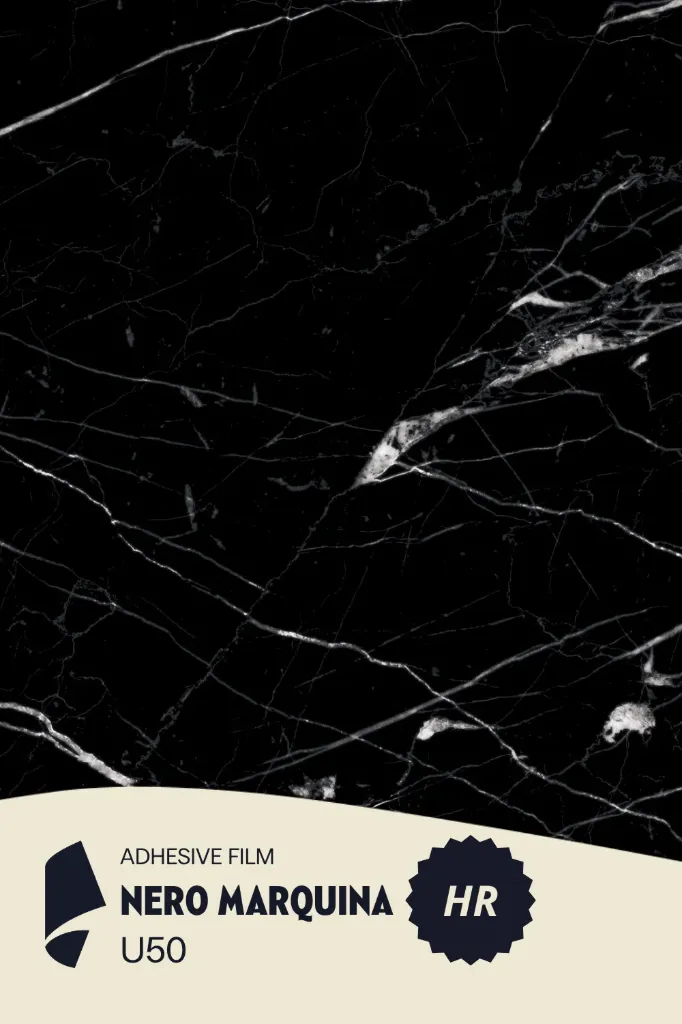 [HR-U50/ML] Film Adhésif Haute Résistance Nero Marquina CoverStyl HR-U50/LV (Au mètre linaire soit 1,22m² par ml)